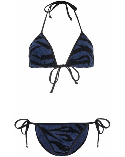 Zadig & Voltaire Bikini mit Tiger-Print - Blau