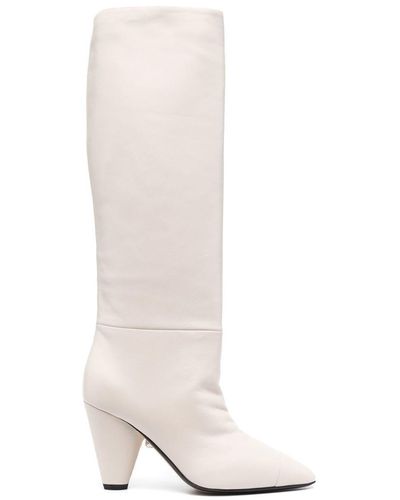 ALEVI Pointed Knee-length Boots - White