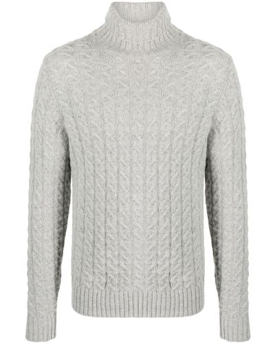 Zanone Cable Knite Alpaca Sweater - Grey