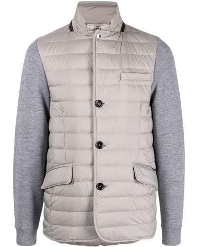 Moorer Contrast-sleeve Padded Jacket - Grey