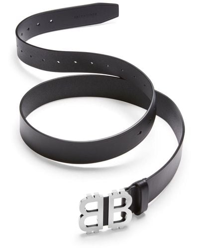 Balenciaga Crypto Bb Leather Belt - Metallic