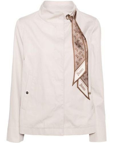 Herno Scarf-embellishment Cotton Jacket - Natural