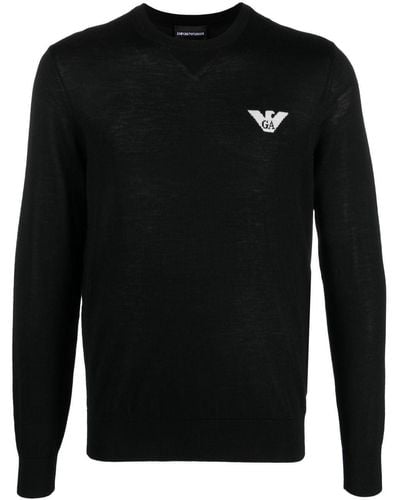 Emporio Armani Wool Crewneck Sweater - Black