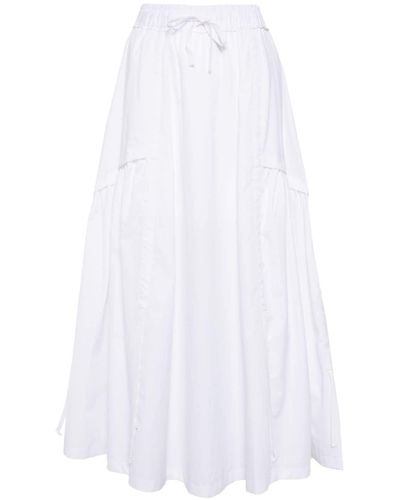 Isabel Benenato Drawstring-waist Cotton Midi Skirt - White