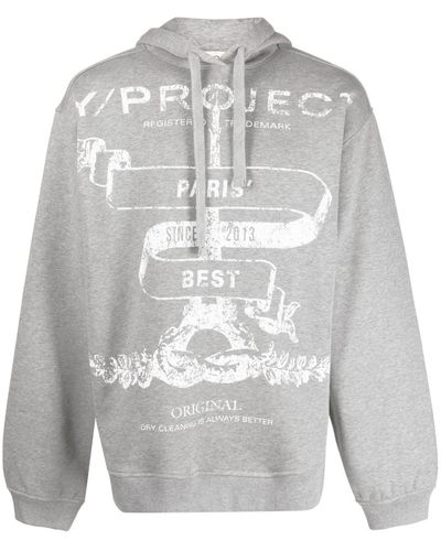 Y. Project Graphic-print Organic Cotton Hoodie - Gray