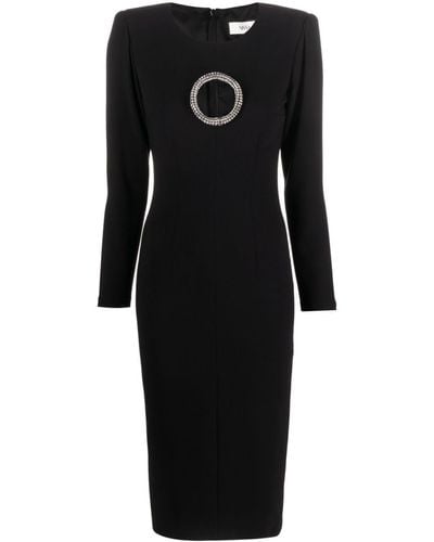 Nissa Crystal-embellished Midi Dress - Black