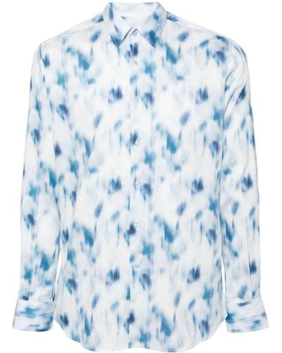 Karl Lagerfeld Abstract-print Cotton Shirt - Blue