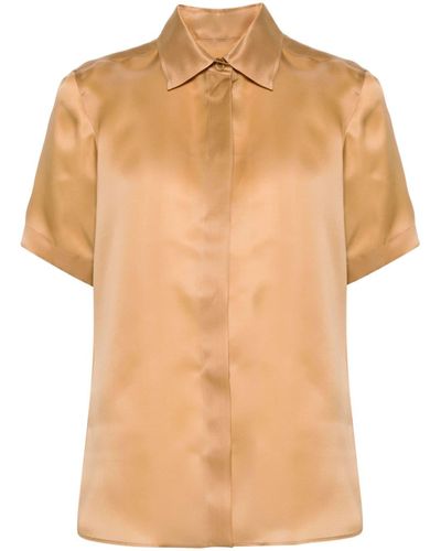 Max Mara Short-sleeve Silk Shirt - Natural