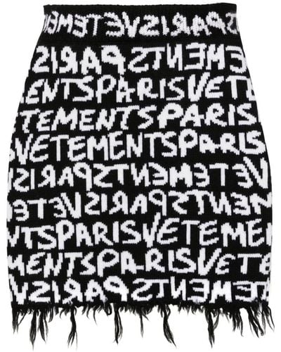 Vetements Monogram-jacquard Merino Miniskirt - Black
