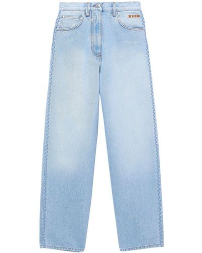 MSGM Logo-embroidered Mid-rise Jeans - Blue