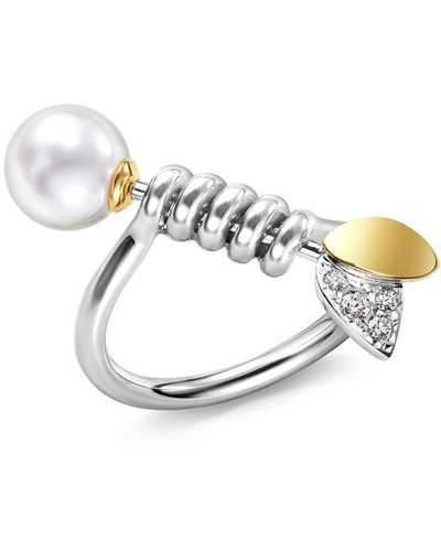 Tasaki 18kt Gold M/g Floret Diamond Pearl Ring - Multicolour