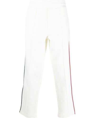 Moncler Joggers bianchi con bande e logo laterali - Bianco