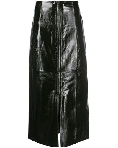 Gestuz Idanagz Leather Midi Skirt - Black