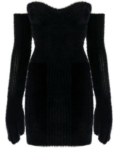 Off-White c/o Virgil Abloh Fuzzy Gloves Strapless Minidress - Black
