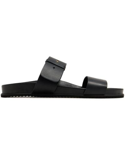 Ancient Greek Sandals Round-toe Leather Sandals - Black
