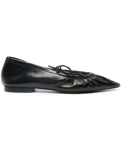 Bimba Y Lola Pointed-toe Leather Ballerina Shoes - Black