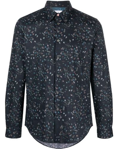 PS by Paul Smith Floral-print Cotton Shirt - Blue