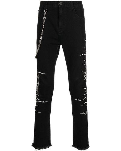 Haculla Chain-link Slim-fit Jeans - Black