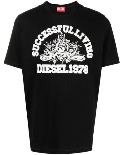 DIESEL T-shirt T-Justil-N1 à logo imprimé - Noir