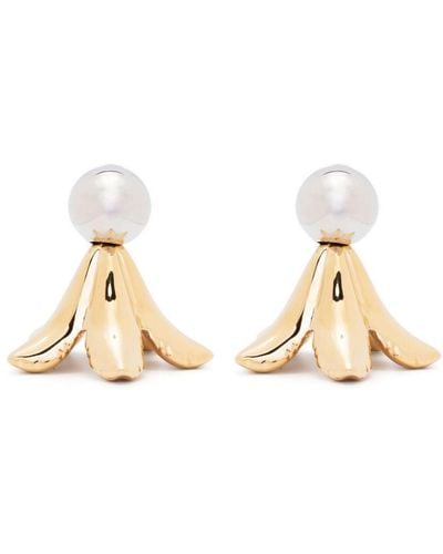 Marni Floral Mirrored Drop Earrings - Natural
