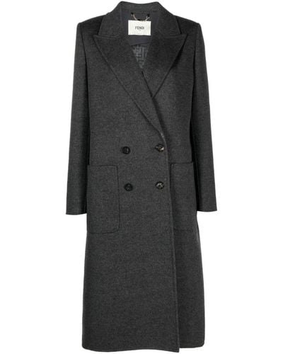 Fendi Double-breasted Virgin-wool Coat - Black