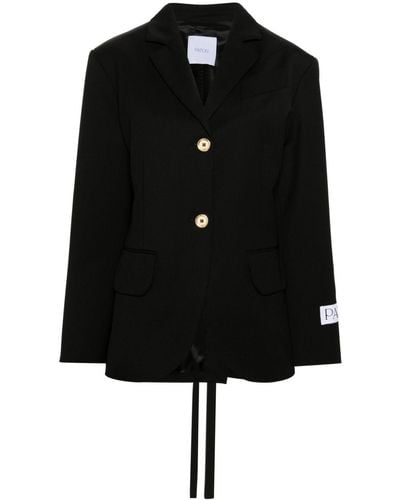 Patou Single-breasted Belted Blazer - Black