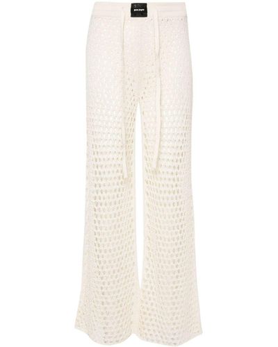 Palm Angels Sequin-embellished Open-knit Pants - White
