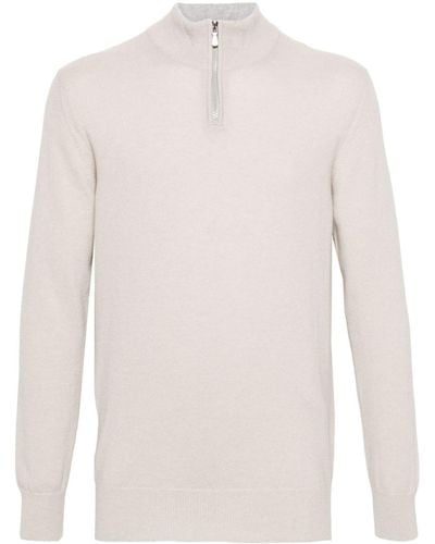 Eleventy Half-zip Cashmere Sweater - White