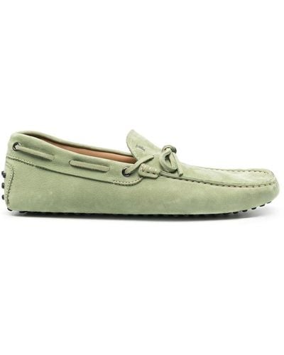 Tod's Laccetto Gommino Suede Loafers - Green