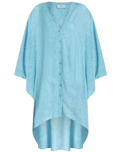Etro Paisley-print Button-down Dress - Blue