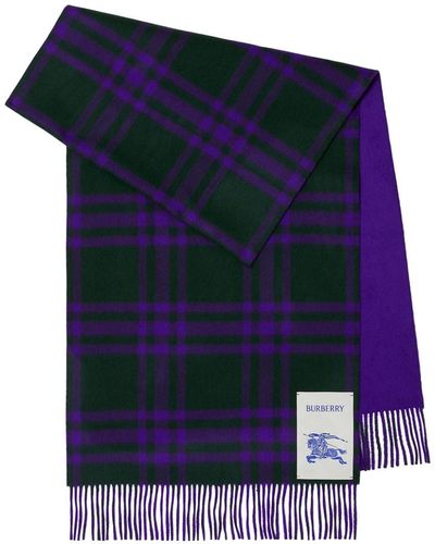 Burberry Reversible Checked Cashmere Scarf - Blue