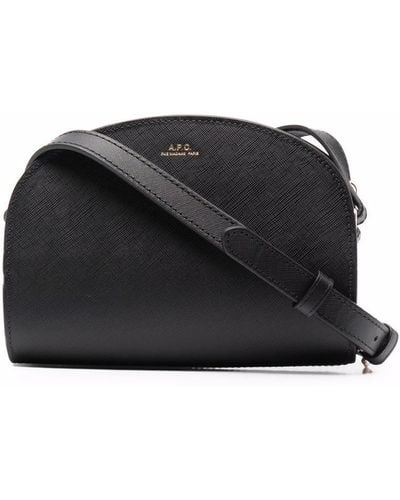 A.P.C. Demi-lune Leather Shoulder Bag - Black