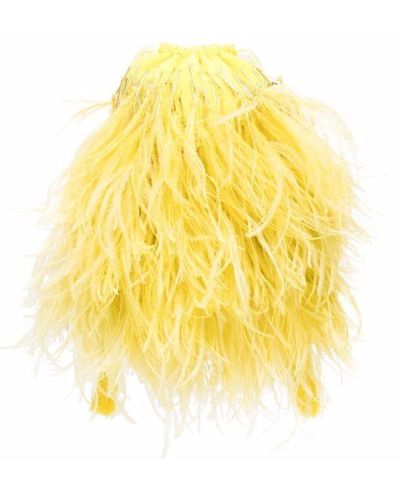 The Attico Feather-detail Mini Bag - Yellow
