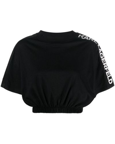 Karl Lagerfeld Logo-print Cropped T-shirt - Black