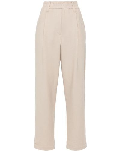 Brunello Cucinelli Cropped Tapered Track Trousers - Natural