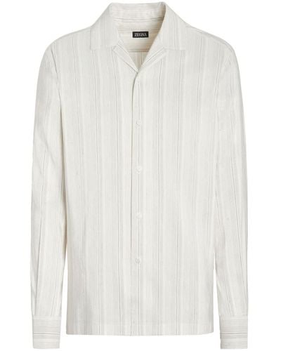 Zegna Striped Long-sleeve Shirt - White