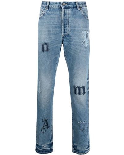 Palm Angels Logo-patch Straight Jeans - Blue