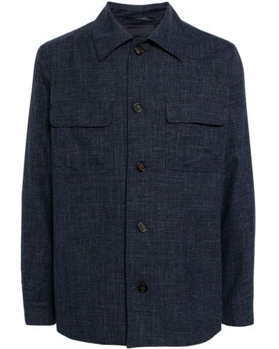 N.Peal Cashmere Giacca-camicia con colletto ampio - Blu
