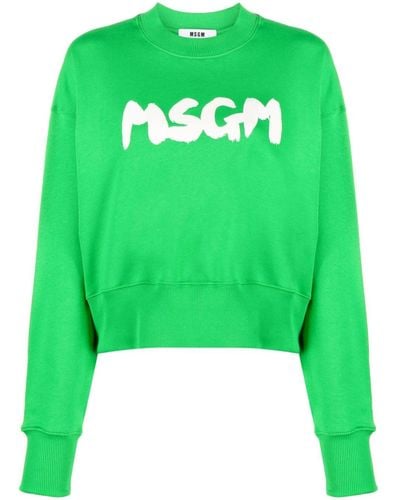 MSGM Sweatshirt mit Logo-Print - Grün