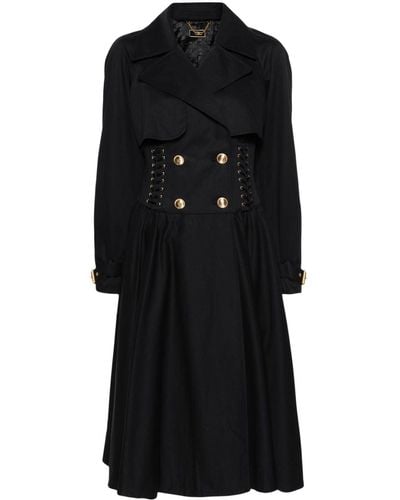 Elisabetta Franchi Trenchcoat Met Verborgen Sluiting - Zwart