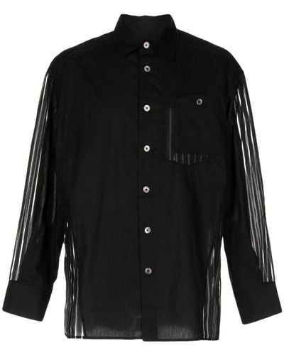Feng Chen Wang Sheer-panelled Cotton Shirt - Black