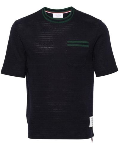 Thom Browne Pointelle-knit Cotton T-shirt - Black