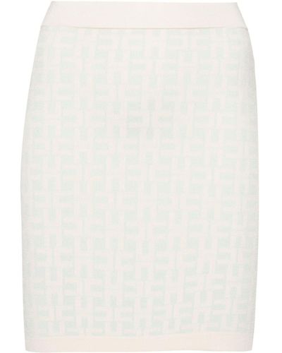 Elisabetta Franchi Monogram-Jacquard Ribbed Skirt - White