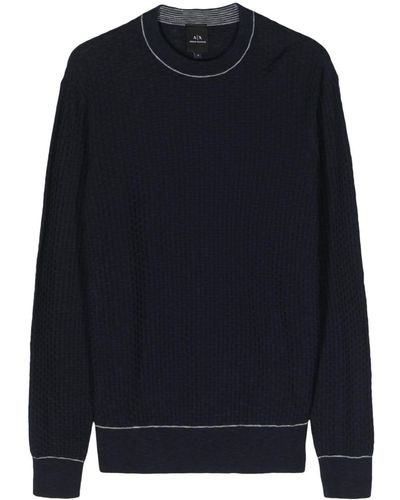 Armani Exchange Crew-neck 3d-knit Sweater - Blue