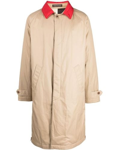 Undercover X Fragment Contrasting-collar Cotton Raincoat - Natural
