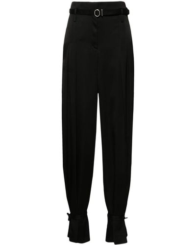 Jil Sander Belted-ankles Pleated Trousers - Black