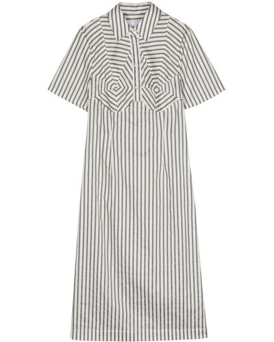 Remain Striped Cotton Dress - White