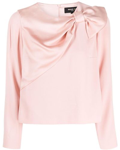Paule Ka Bow-detail Long-sleeve Blouse - Pink