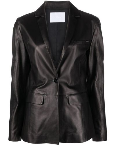 DROMe Single-breasted Leather Blazer - Black