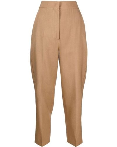 Max Mara Cropped Tapered Wool-blend Trousers - Natural